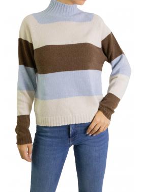 Maglione a righe collo alto